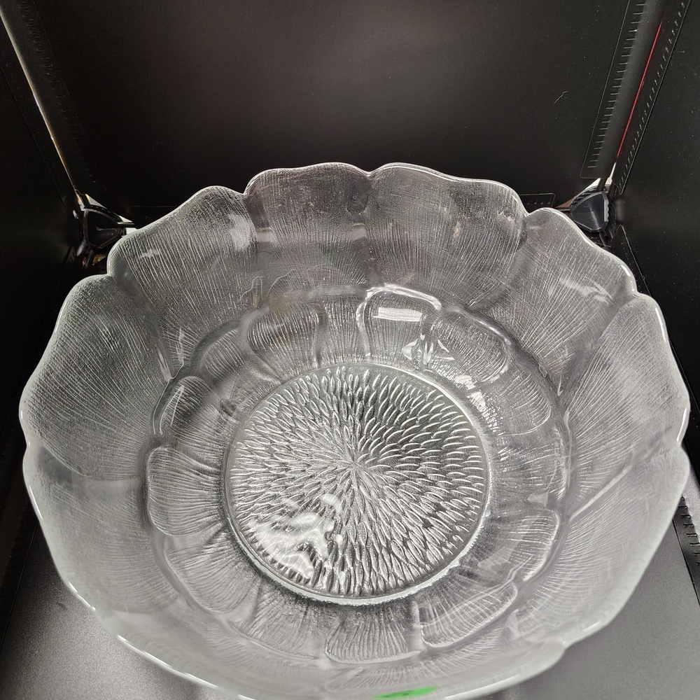 Clear Textured Glass Sunflower Serving Bowl - Elegant Home Accent